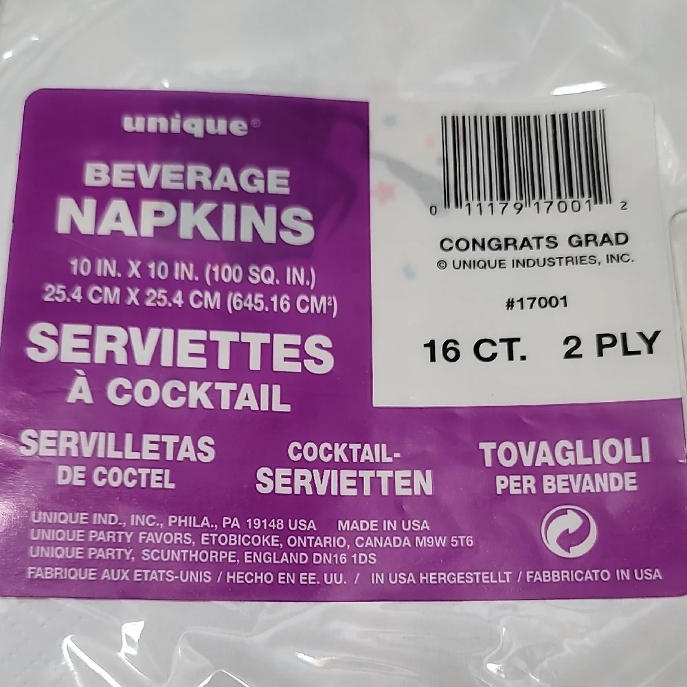 CONGRATS GRAD Disposable Graduation Party Napkins 16 CT‎ 4 PKS NIP
